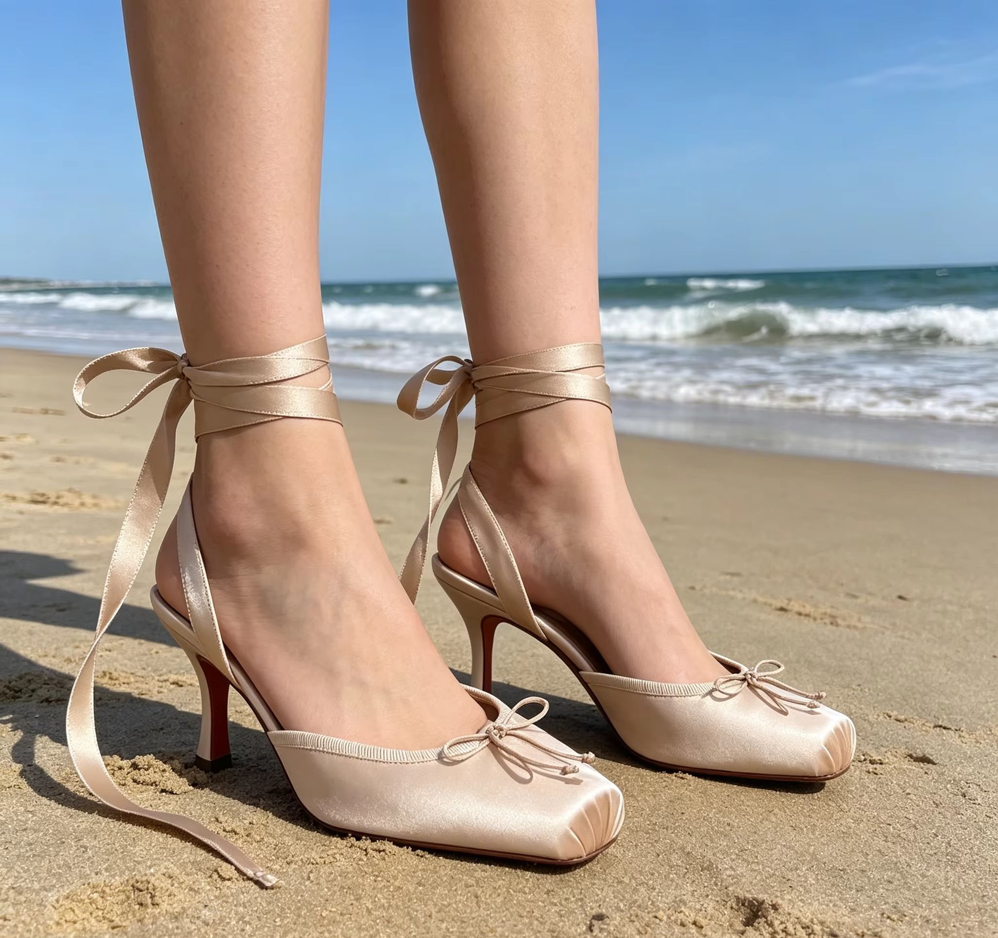 Nude Satin Lace Up Heels for W - Women'S Shoes Red Bottoms 리뷰 및 가격