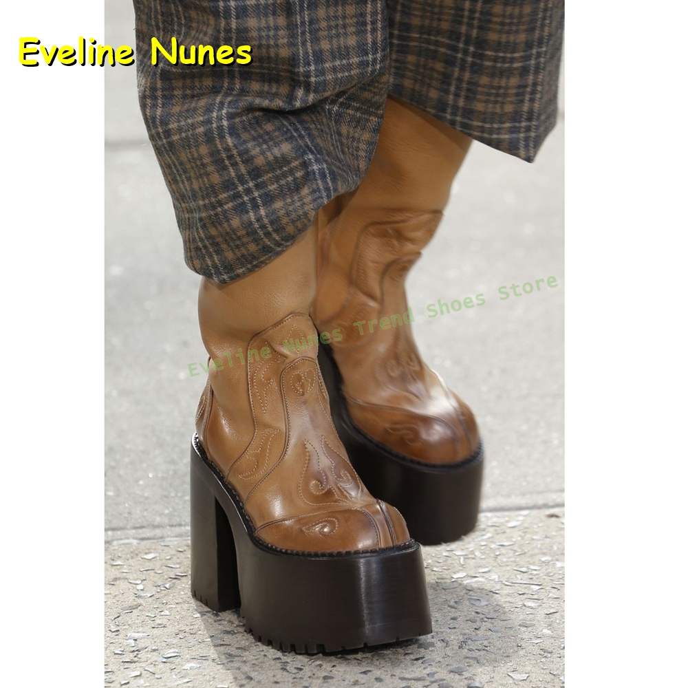Embroidery Platform Knee High  - Women'S Shoes Trending 2025 리뷰 및 가격