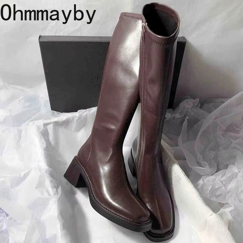 Vintage Thick Heel Women Knee  - Knee High Boots Women 리뷰 및 가격