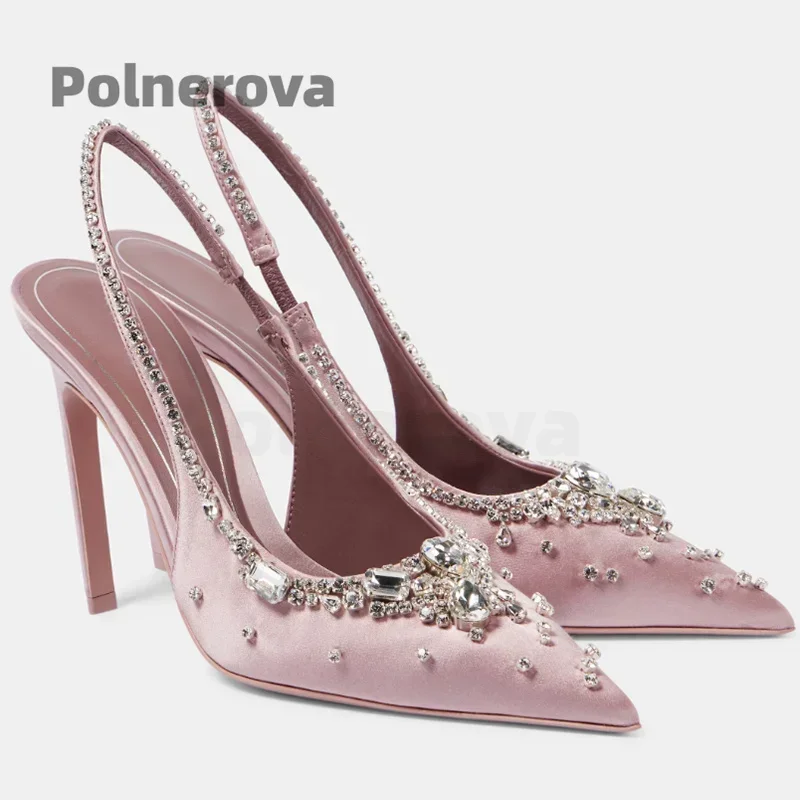 Satin Crystal Chain Slingback  - Women'S Shoes Trendy 리뷰 및 가격