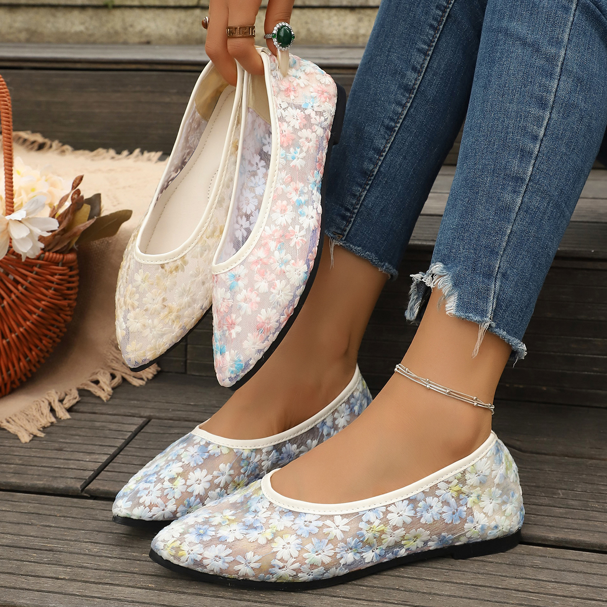 Summer Elegant Flower Low Heel - Women Shoes Casual 리뷰 및 가격