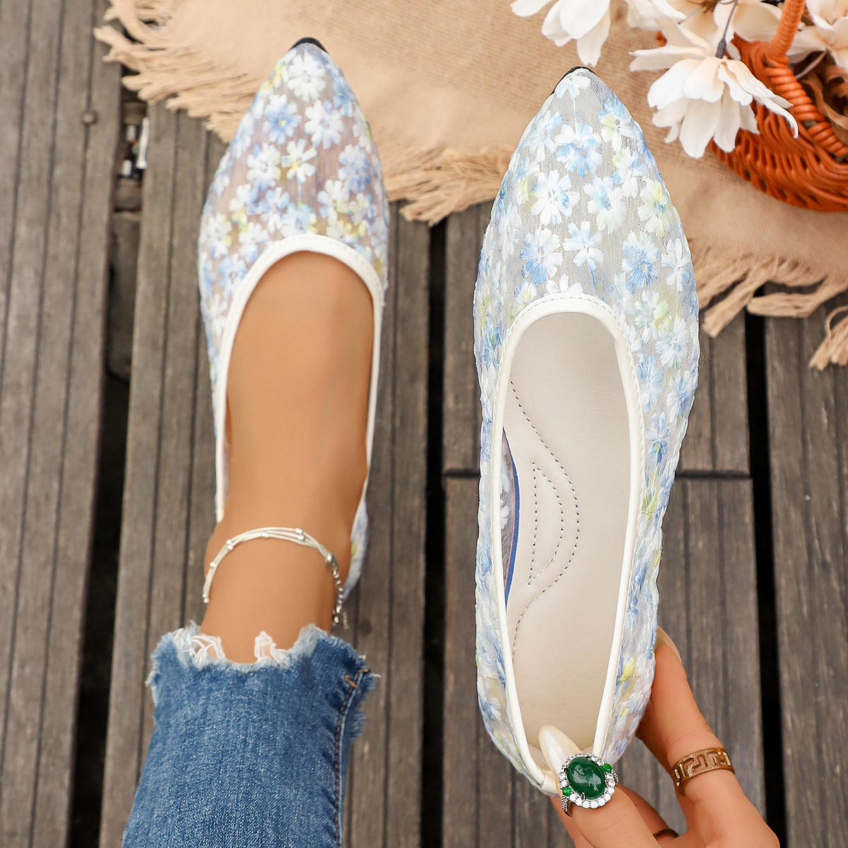 Summer Elegant Flower Low Heel - Women Shoes Casual 리뷰 및 가격