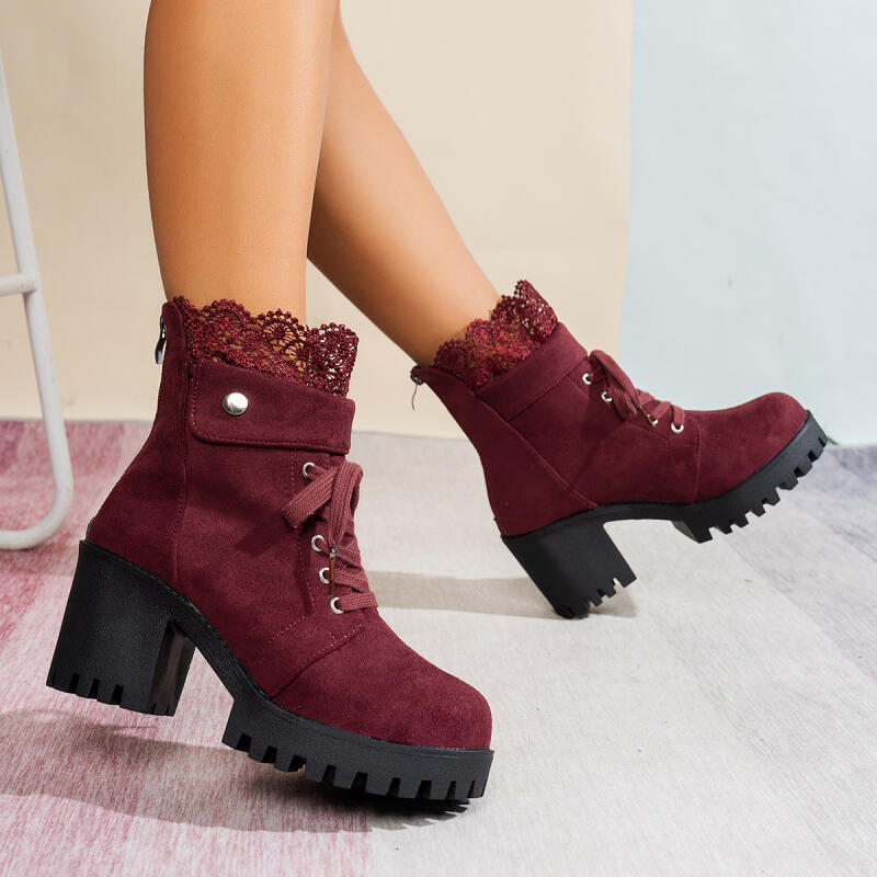 Sexy Lace Patchwork Thick Bott - Women'S Shoes Red Bottoms 리뷰 및 가격