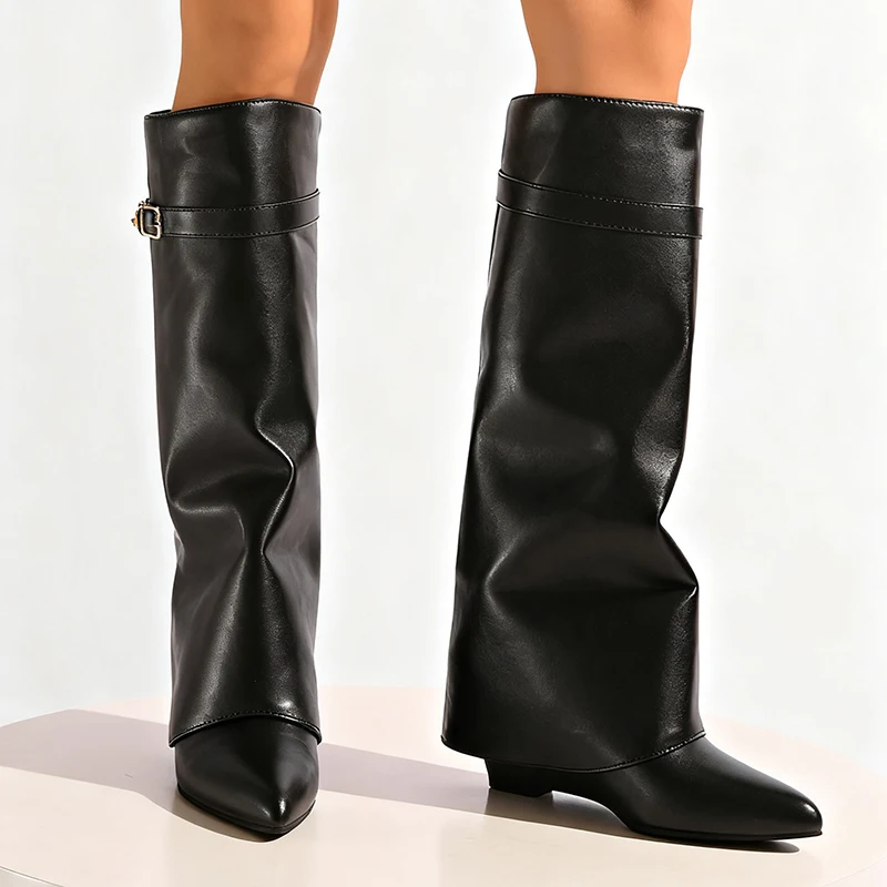 Black Pu Leather Knee High Boo - Knee High Boots Women 리뷰 및 가격
