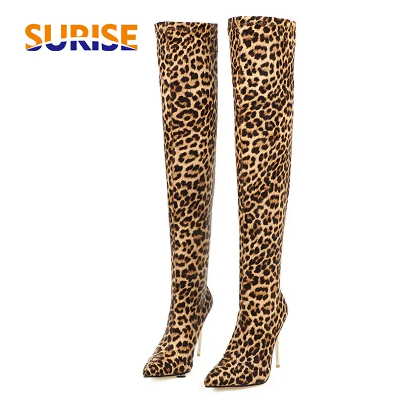 Plus Size Stretch Leopard Over - Sock Boot Women 리뷰 및 가격