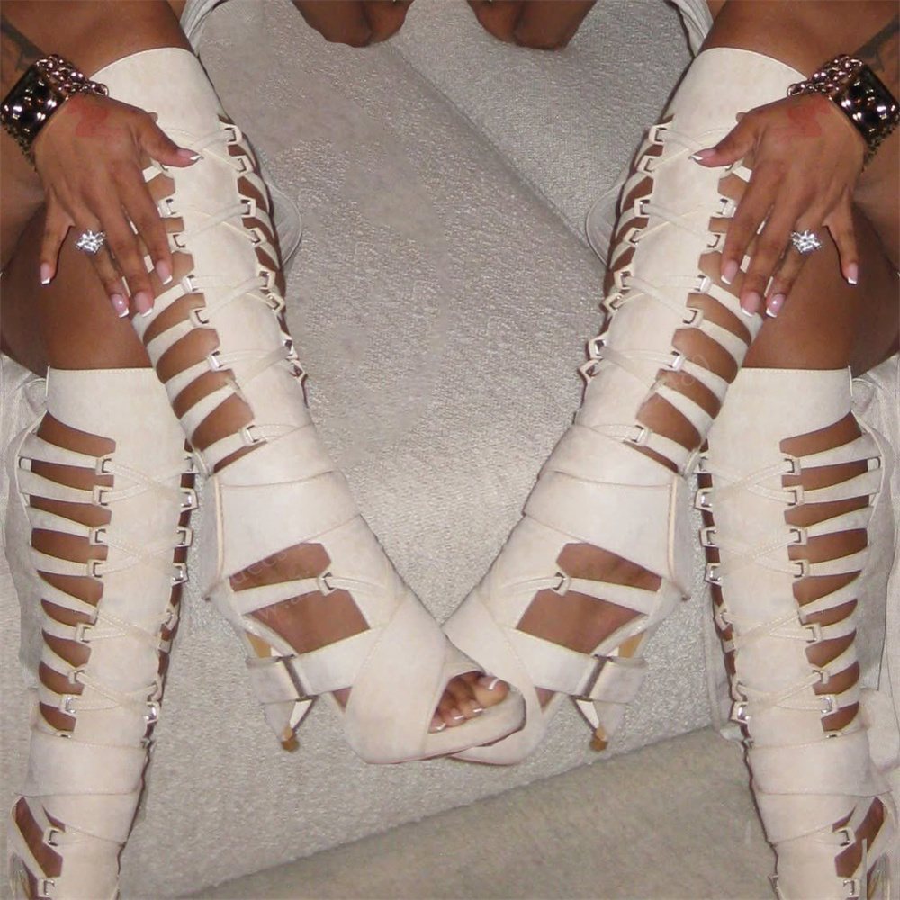 Gladiator Hollow Belt Buckle K - Knee High Boots Women 리뷰 및 가격