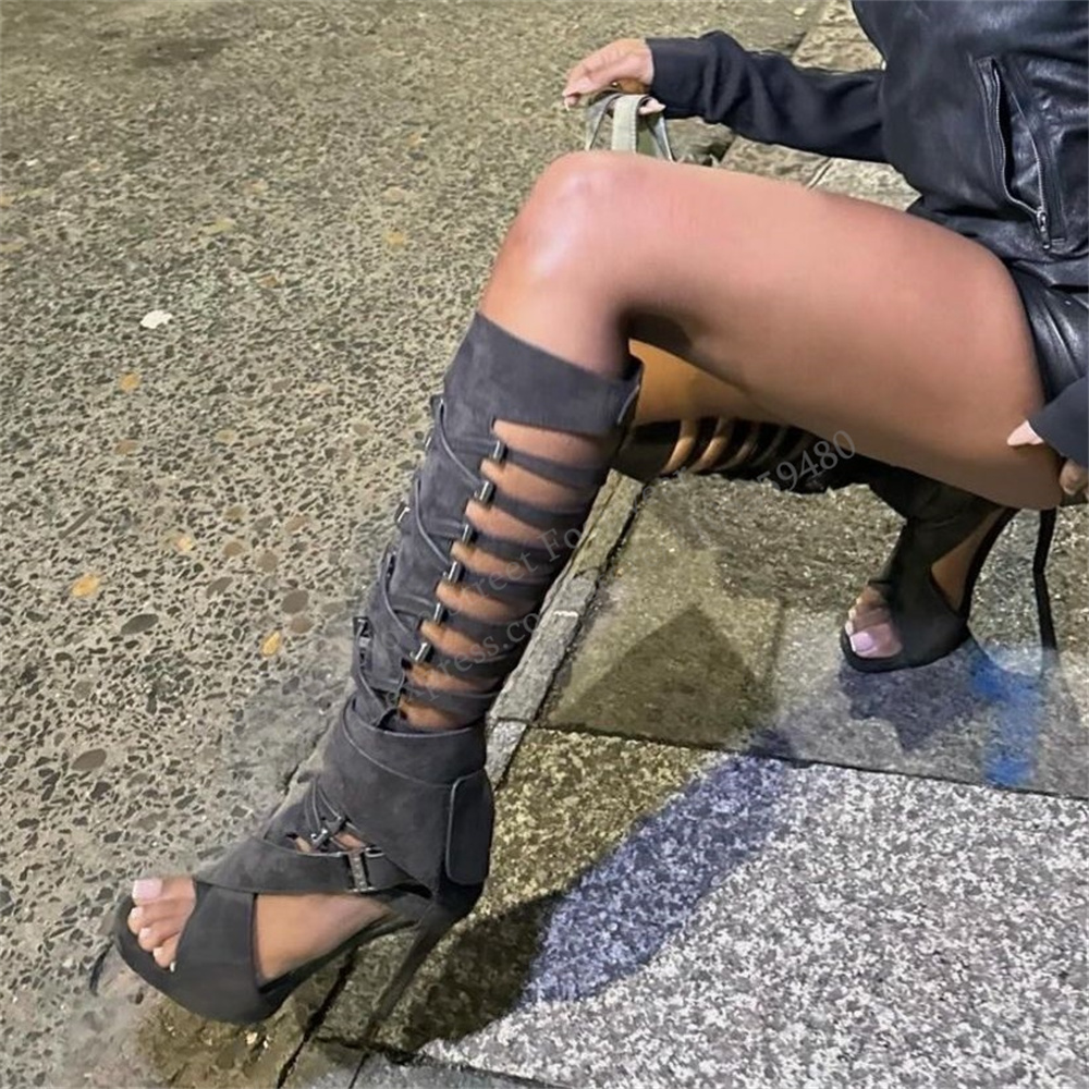 Gladiator Hollow Belt Buckle K - Knee High Boots Women 리뷰 및 가격