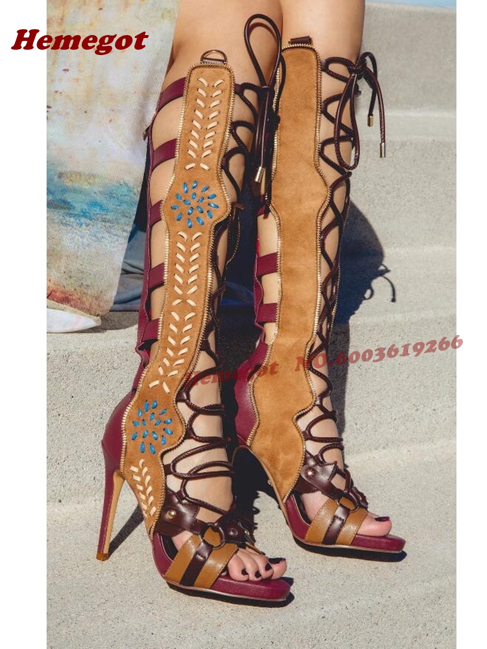Bohemian Embroidered Gladiator - Knee High Boots Women 리뷰 및 가격