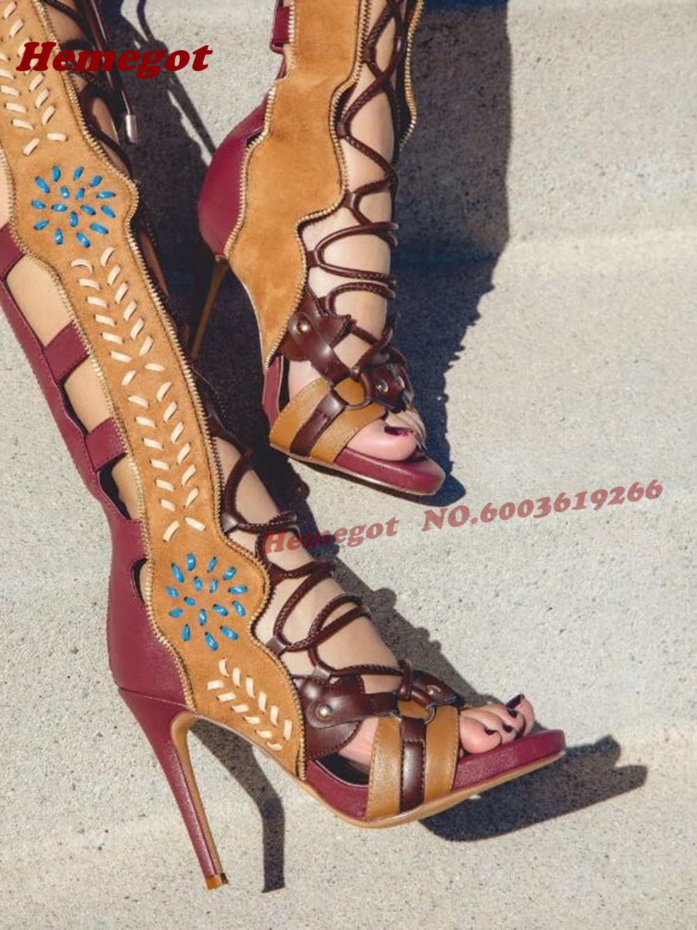 Bohemian Embroidered Gladiator - Knee High Boots Women 리뷰 및 가격