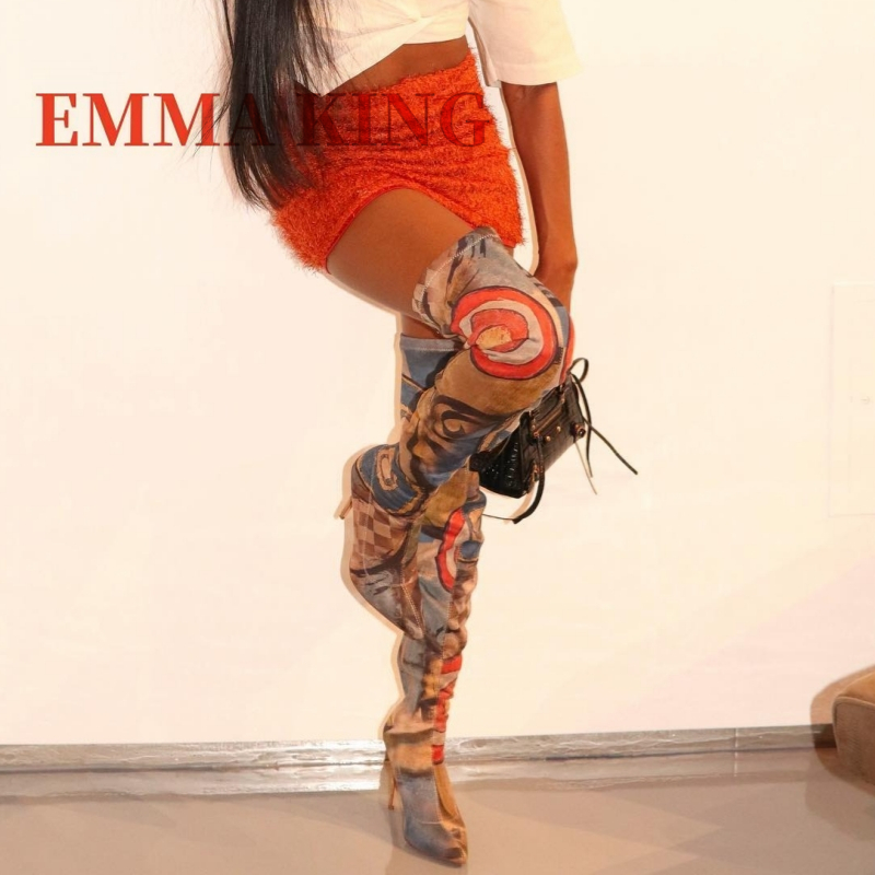 Women's Art Print Thigh High B - Sock Boot Women 리뷰 및 가격