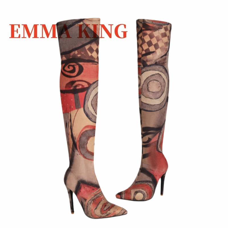 Women's Art Print Thigh High B - Sock Boot Women 리뷰 및 가격