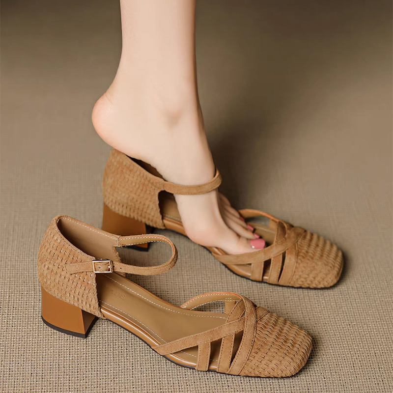 Retro Weave High Heel Sandals  - Ankle Strap Heels 리뷰 및 가격
