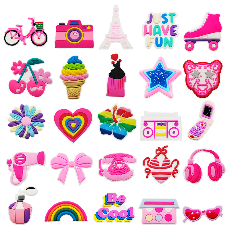Cute Pink Bow Bicycle Rainbow  - Croc Style Clog 리뷰 및 가격