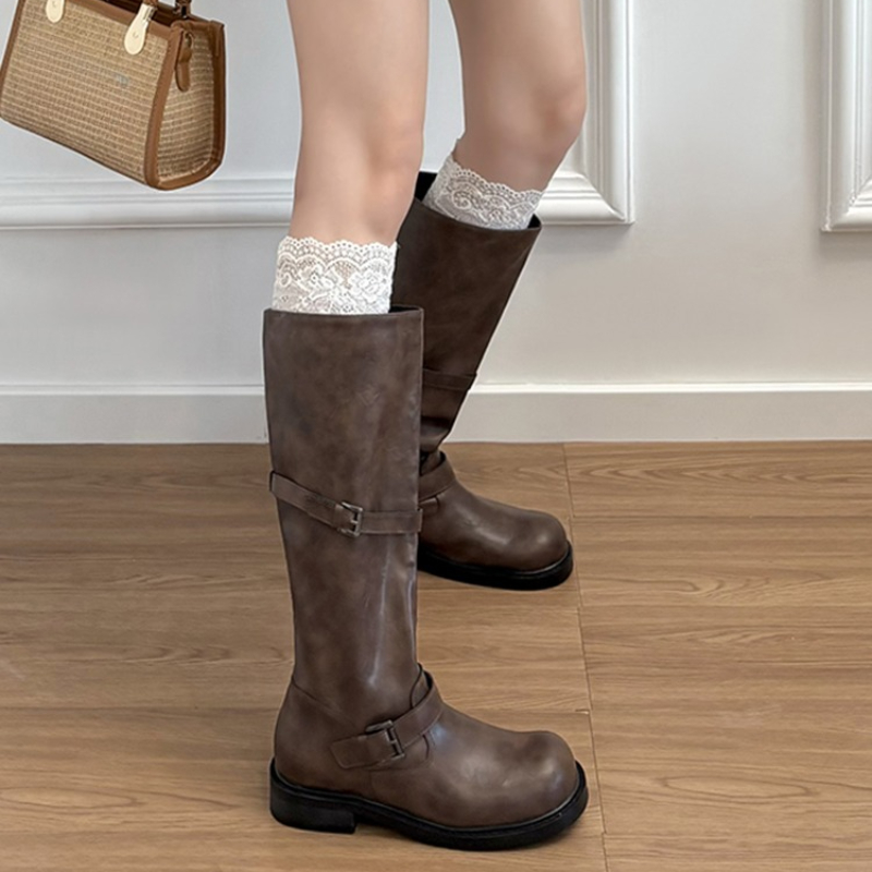 Vintage Belt Buckle Women Knee - Knee High Boots Women 리뷰 및 가격