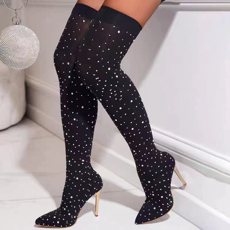 Rhinestone Slim Leg Stretch So - Sock Boot Women 리뷰 및 가격