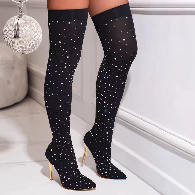 Rhinestone Slim Leg Stretch So - Sock Boot Women 리뷰 및 가격