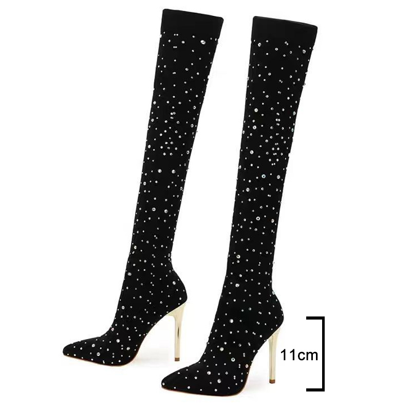 Rhinestone Slim Leg Stretch So - Sock Boot Women 리뷰 및 가격