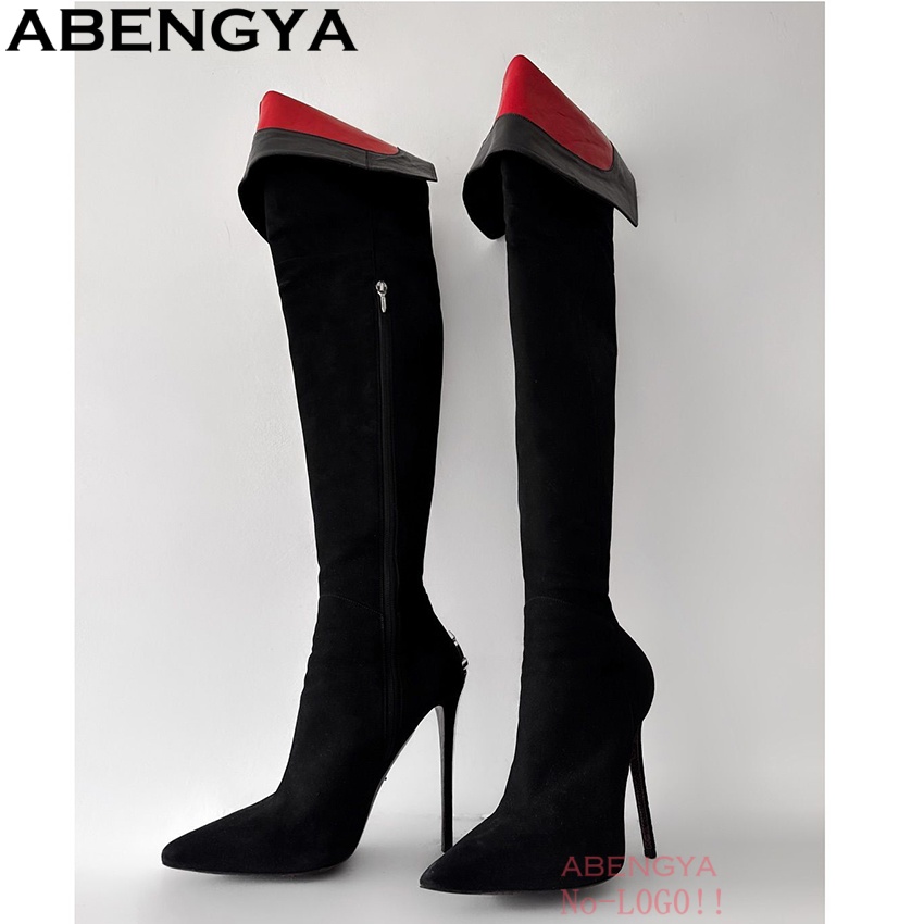 ABENGYA Sexy Black Suede Leath - Knee High Boots Women 리뷰 및 가격