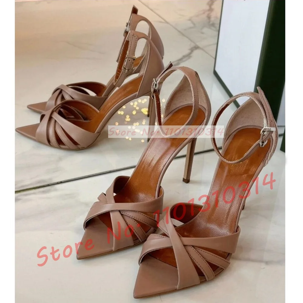 Nude Cross Strap High Heels Sa - Women'S Shoes Trendy 리뷰 및 가격