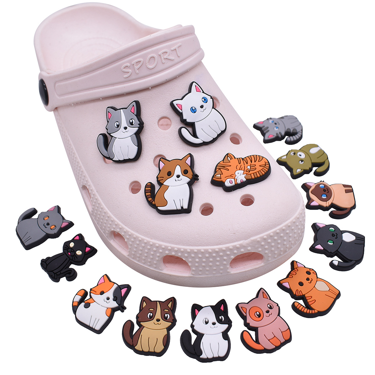 1Pcs PVC Cute Cats Shoes Charm - Croc Style Clog 리뷰 및 가격