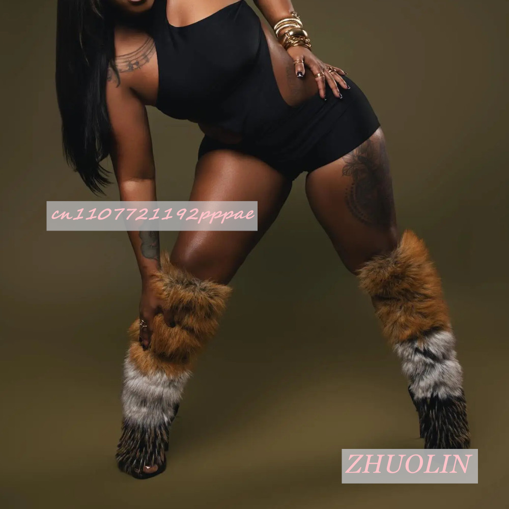 Summer Retro Plush Open Toe Sa - Knee High Boots Women 리뷰 및 가격
