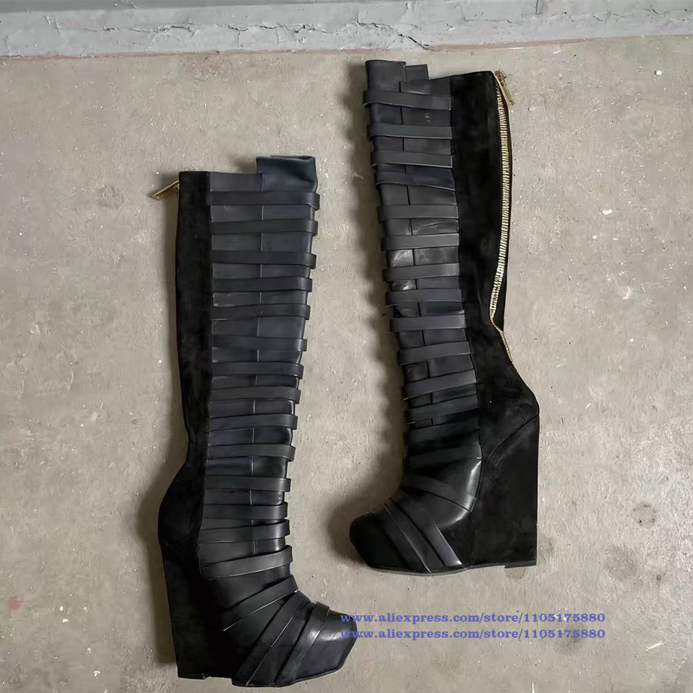 Multi Straps Platform Wedge Kn - Knee High Boots Women 리뷰 및 가격