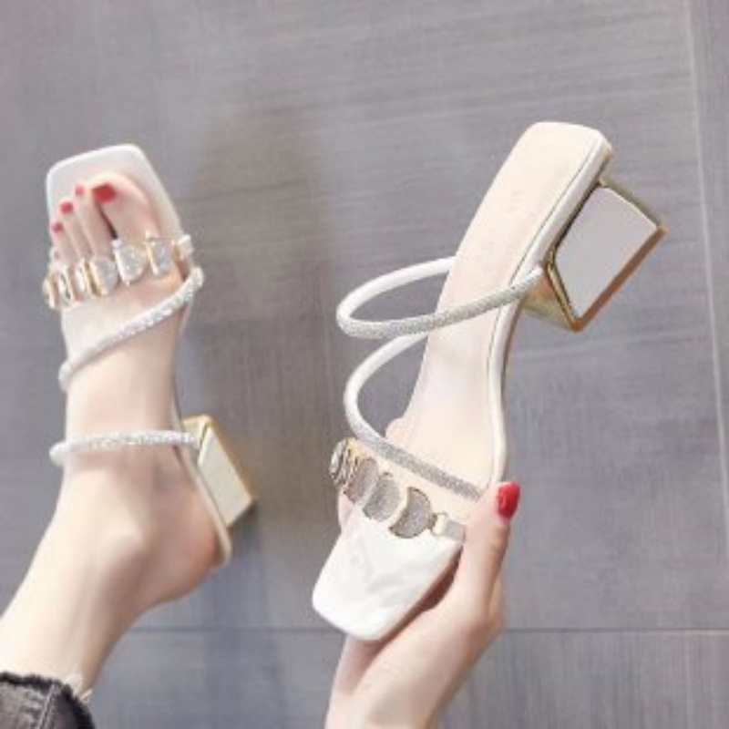 Women Summer Rhinestone Clear  - Clear Strap Heel 리뷰 및 가격