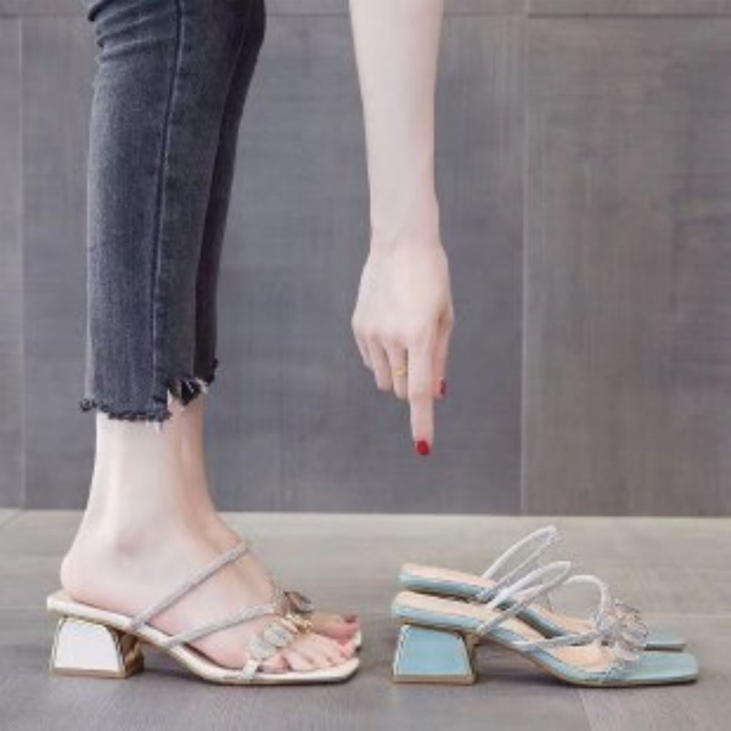 Women Summer Rhinestone Clear  - Clear Strap Heel 리뷰 및 가격