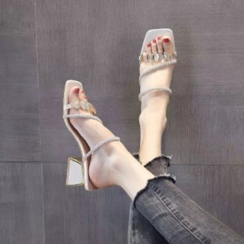Women Summer Rhinestone Clear  - Clear Strap Heel 리뷰 및 가격
